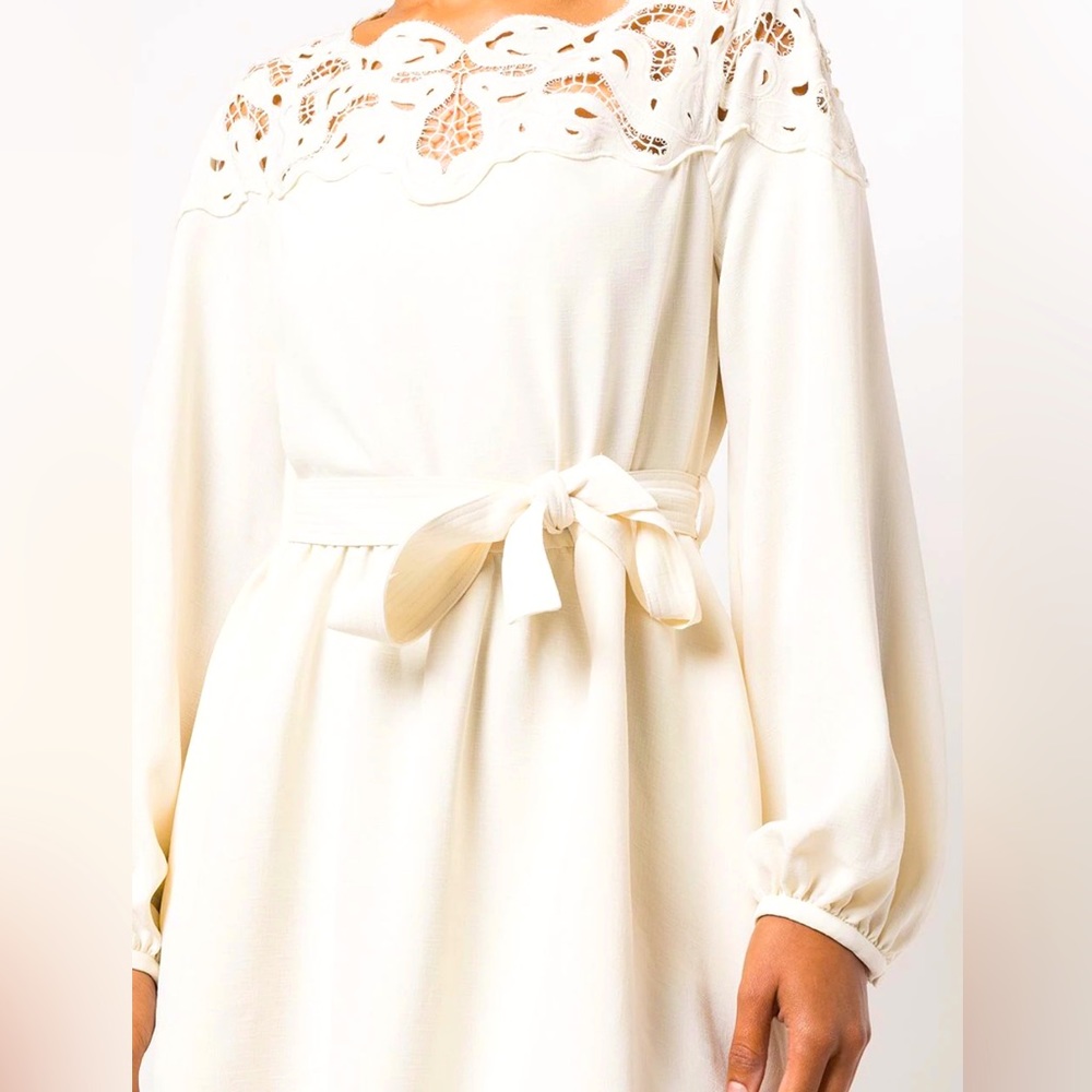NWT๐#172-Jonathan Simkhai, Avra paisley-embroidered trim belted mini dress S 6 - Picture 12 of 13